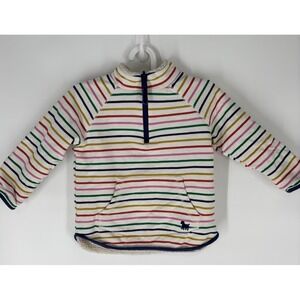 Mini Boden Sherpa Lined Rainbow Stripe Half Zip Pullover Sweater Unisex Kangaroo